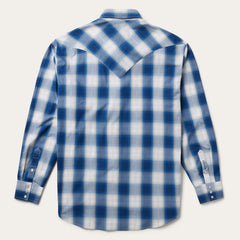 Navy Gold Ombre Plaid Western Shirt Blue | Stetson Men