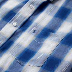 Navy Gold Ombre Plaid Short Sleeve Western Shirt Blue | Stetson Men