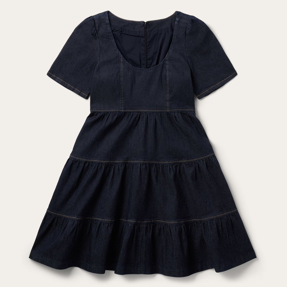 Dark Denim Dress With Contrast Top Stitching Blue | Stetson Women