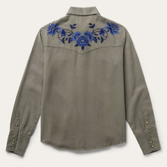 Olive Twill Western Shirt Green | Stetson Women