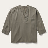Olive Twill Peasant Blouse Green | Stetson Women