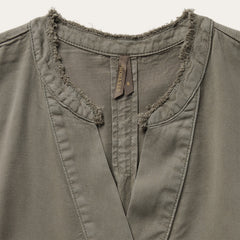 Olive Twill Peasant Blouse Green | Stetson Women