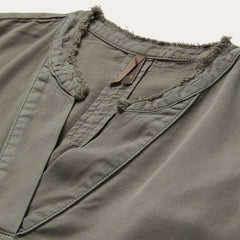 Olive Twill Peasant Blouse Green | Stetson Women
