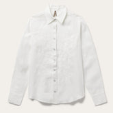 Floral Embroidered White Linen Shirt White | Stetson Women