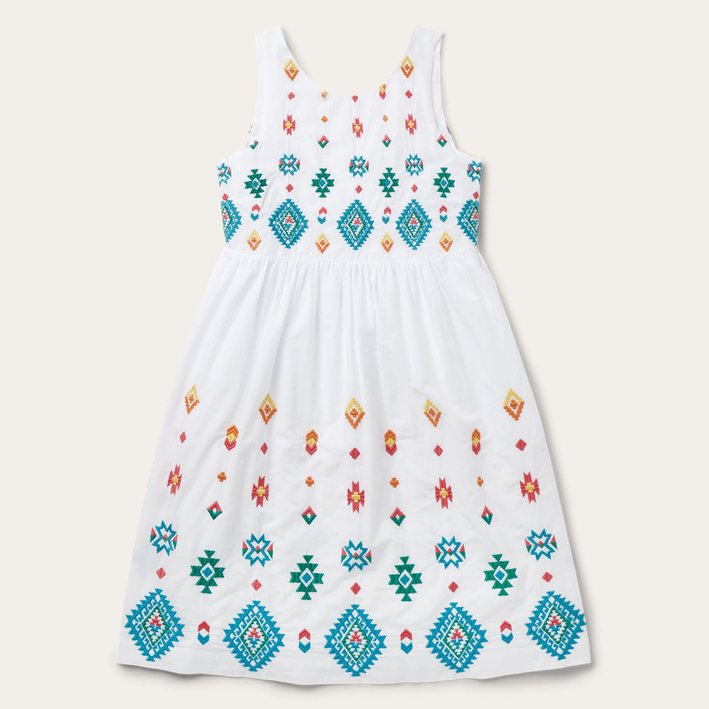 Bright Schiffli Embroidered White Cotton Lawn Dress White | Stetson Women