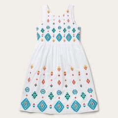 Bright Schiffli Embroidered White Cotton Lawn Dress White | Stetson Women