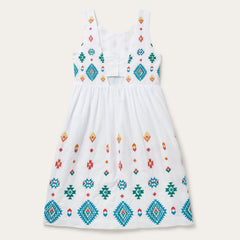 Bright Schiffli Embroidered White Cotton Lawn Dress White | Stetson Women