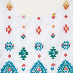 Bright Schiffli Embroidered White Cotton Lawn Dress White | Stetson Women