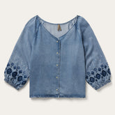 Denim Snap Front Blouse Blue | Stetson Women