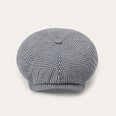 Glen Check Silk/Cotton 8-Panel Cap Blue Check | Stetson Hats