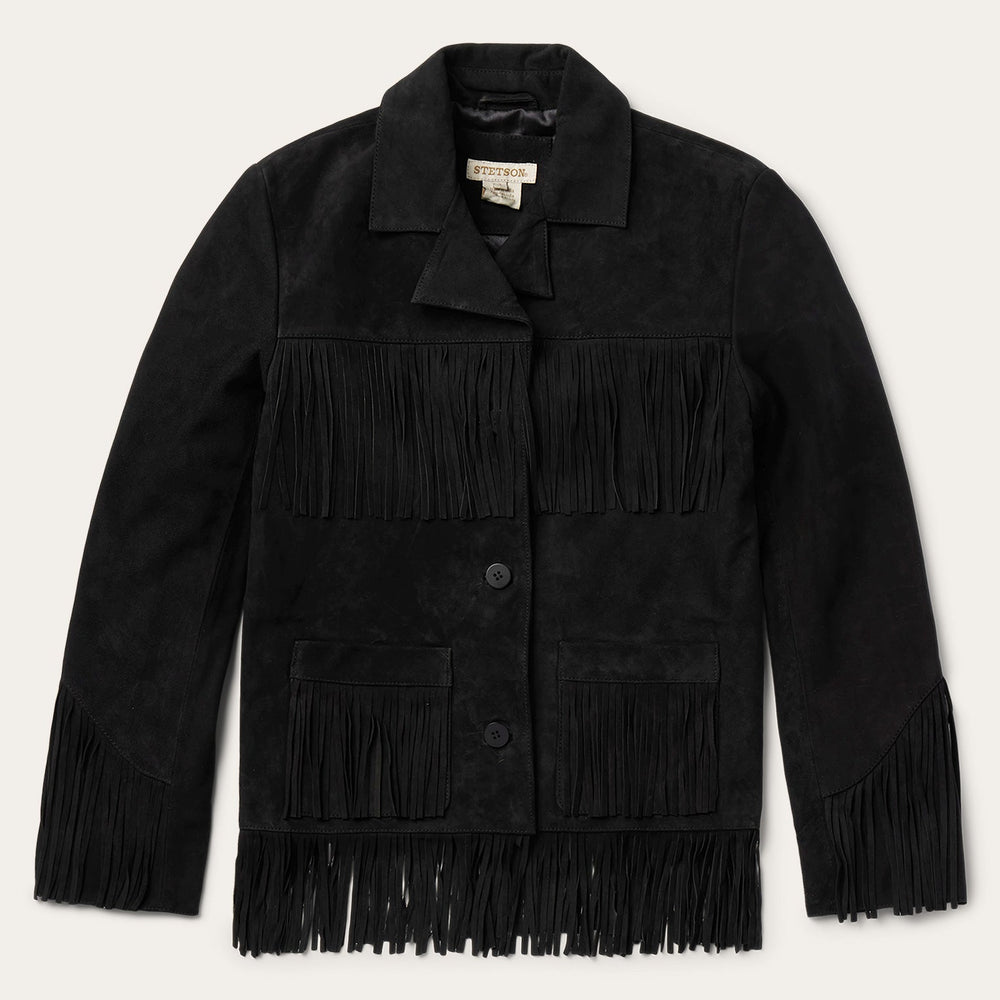 Fringe Suede Jacket Black | Stetson Women