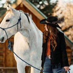Fringe Suede Jacket Black | Stetson Women