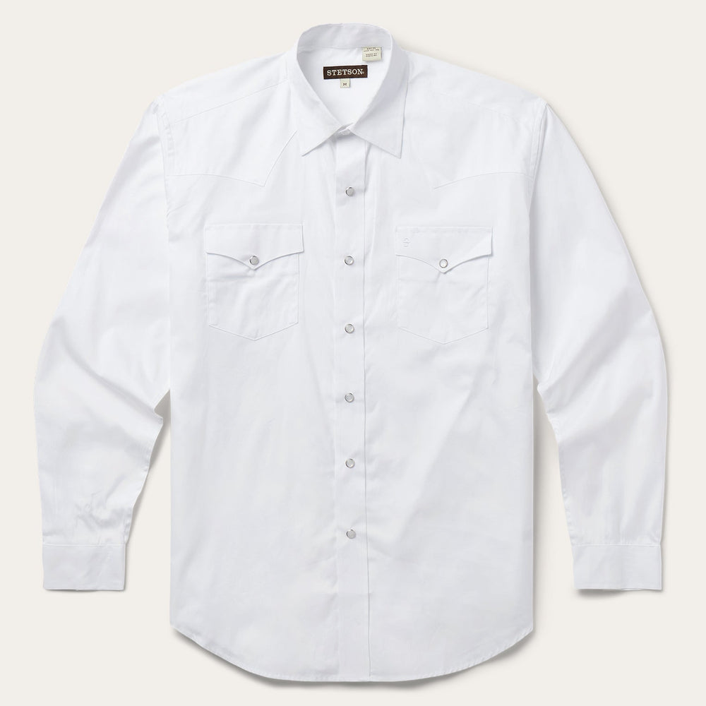 White Pinpoint Oxford Western Shirt White | Stetson Men