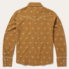 Mojave Longhorn Print Snap Western Shirt Brown | Stetson Women