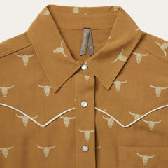 Mojave Longhorn Print Snap Western Shirt Brown | Stetson Women