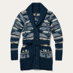 Indigo Aztec Belted Cardigan Blue | Stetson Women