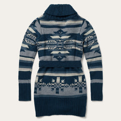 Indigo Aztec Belted Cardigan Blue | Stetson Women