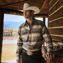 Serape Dobby Twill Western Shirt Brown | Stetson Men