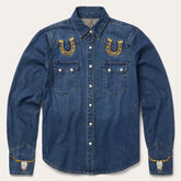 Embroidered Dark Denim Western Shirt Blue | Stetson Women