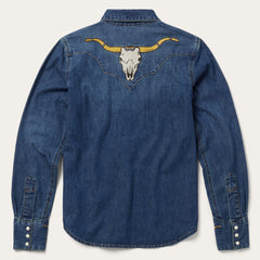 Embroidered Dark Denim Western Shirt Blue | Stetson Women