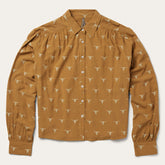 Mojave Longhorn Print Poet Blouse Brown | Stetson Women