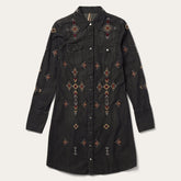 Embroidered Black Denim Shirt Dress Black | Stetson Women