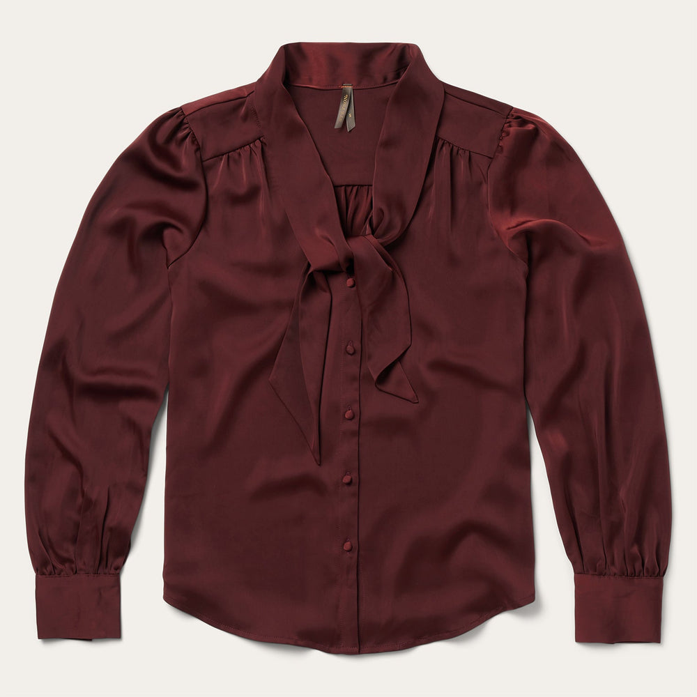 Wine Satin Blouse Red | Stetson Women