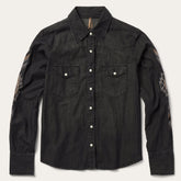 Embroidered Black Denim Shirt Black | Stetson Women