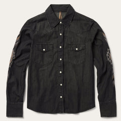Embroidered Black Denim Shirt Black | Stetson Women