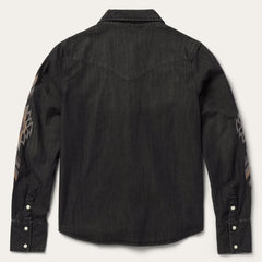 Embroidered Black Denim Shirt Black | Stetson Women