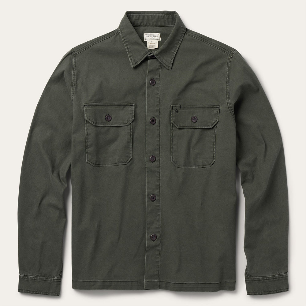 Stretch Canvas Jac-Shirt Green | Stetson Men