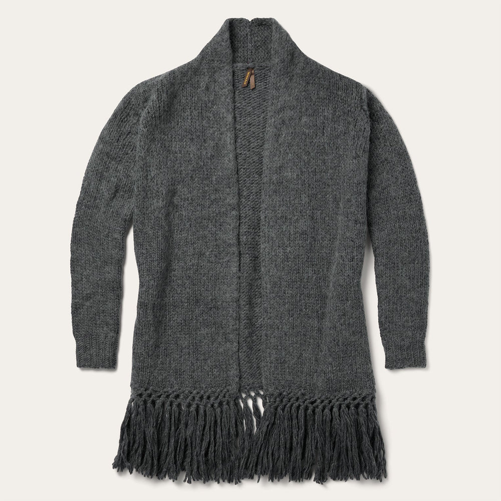 Charcoal Fringed Cardigan Grey | Stetson Women