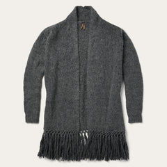 Charcoal Fringed Cardigan Grey | Stetson Women
