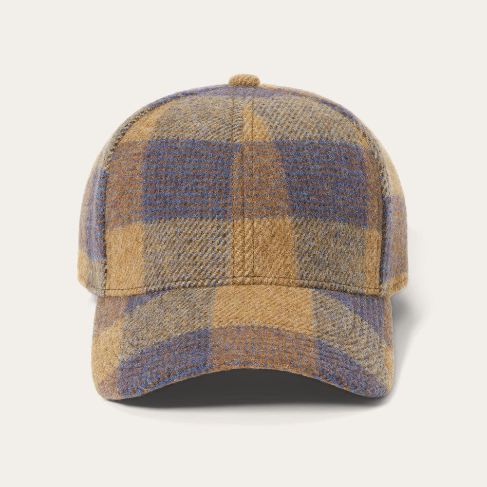 Wool Check Baseball Cap Cognac/Sand/Blue | Stetson Hats