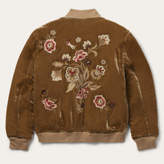 Embroidered Velvet Bomber Jacket Copper | Stetson Women