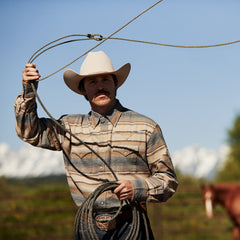 Blue Stripe Flannel Western Shirt Blue | Stetson Men