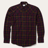 Black Wine Plaid Flannel Western Shirt Wine | Stetson Men