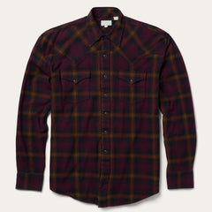 Black Wine Plaid Flannel Western Shirt Wine | Stetson Men