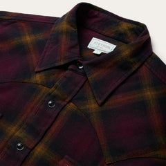 Black Wine Plaid Flannel Western Shirt Wine | Stetson Men