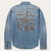 Embroidered Light Denim Shirt Blue | Stetson Women