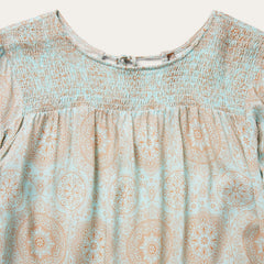 Mandala Print Peasant Blouse Blue | Stetson Women