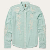 Aqua Crepe Western Shirt Blue | Stetson Women