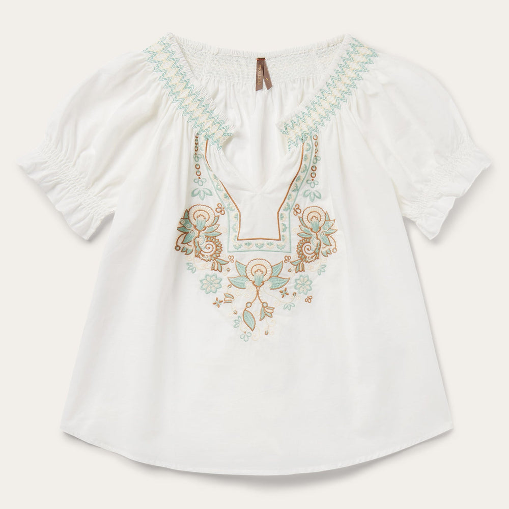Cotton Voile Peasant Blouse White | Stetson Women
