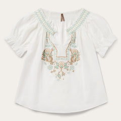 Cotton Voile Peasant Blouse White | Stetson Women