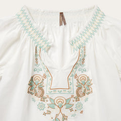 Cotton Voile Peasant Blouse White | Stetson Women