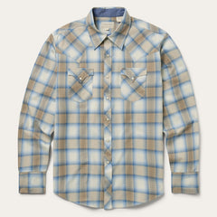 Sand Plaid Dobby Western Shirt Brown | Stetson Men