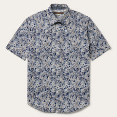Greenspring Paisley Short Sleeve Western Shirt Blue | Stetson Men