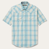 Ombre Plaid Short Sleeve Western Shirt Blue | Stetson Men