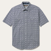 Navy Print Short Sleeve Western Shirt Blue | Stetson Men