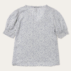 Stars Print Peasant Blouse White | Stetson Women